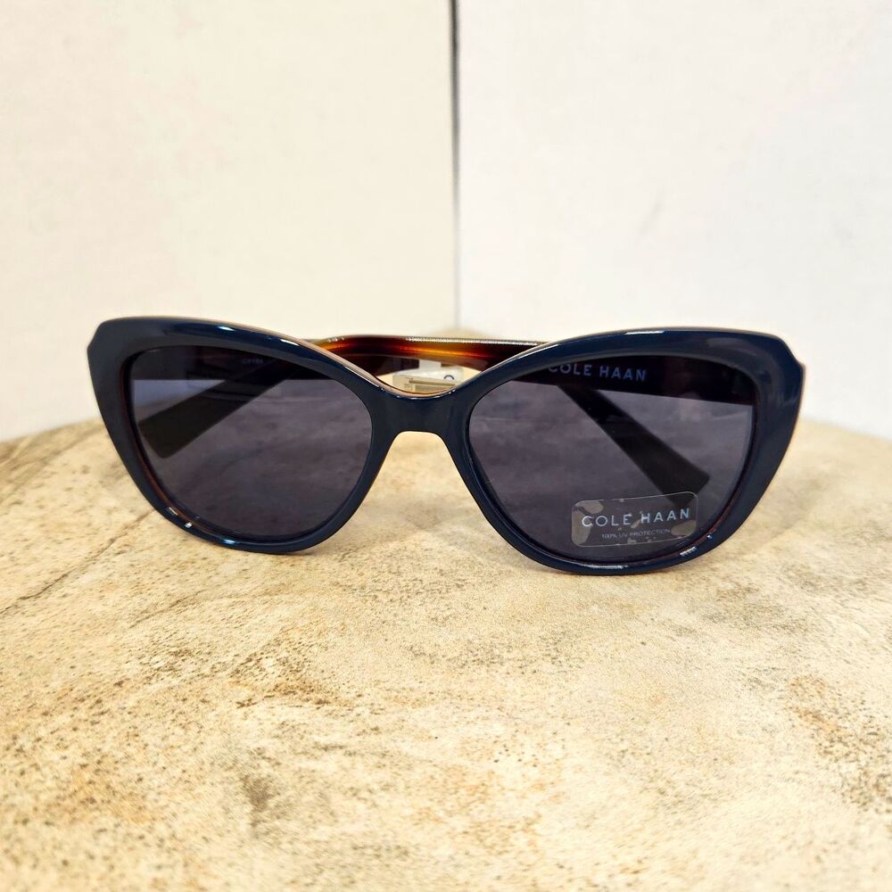 Cole Haan Women's Sunglasses C6154 90 Cat Eye Navy Honey New